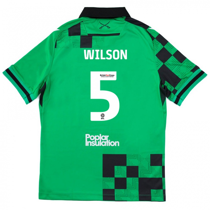 Niño Camiseta James Wilson #5 Verde Negro 2ª Equipación 2024/25 La Camisa Chile