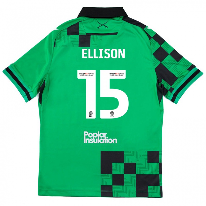 Niño Camiseta Dan Ellison #15 Verde Negro 2ª Equipación 2024/25 La Camisa Chile