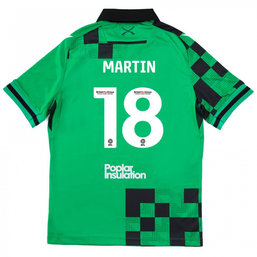 Niño Camiseta Chris Martin #18 Verde Negro 2ª Equipación 2024/25 La Camisa Chile