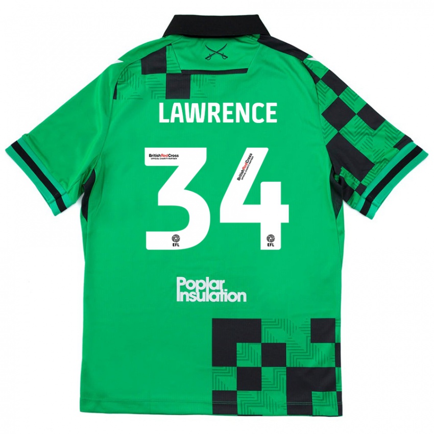 Niño Camiseta Jerry Lawrence #34 Verde Negro 2ª Equipación 2024/25 La Camisa Chile