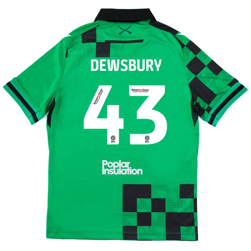 Niño Camiseta Ollie Dewsbury #43 Verde Negro 2ª Equipación 2024/25 La Camisa Chile