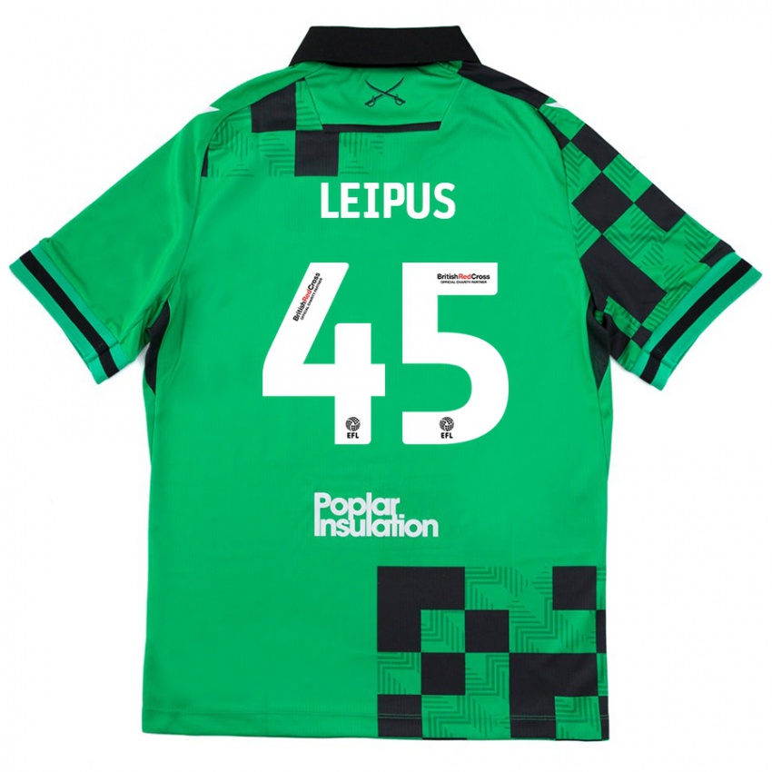 Niño Camiseta Brooklyn Leipus #45 Verde Negro 2ª Equipación 2024/25 La Camisa Chile