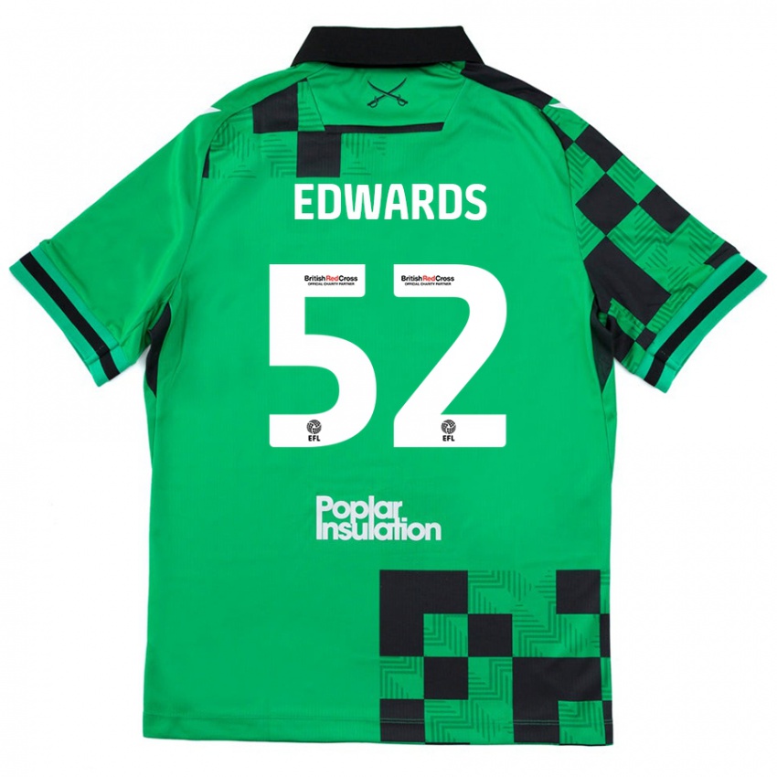 Niño Camiseta Max Edwards #52 Verde Negro 2ª Equipación 2024/25 La Camisa Chile