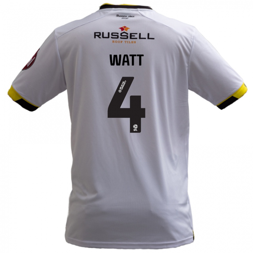 Niño Camiseta Elliot Watt #4 Blanco 2ª Equipación 2024/25 La Camisa Chile