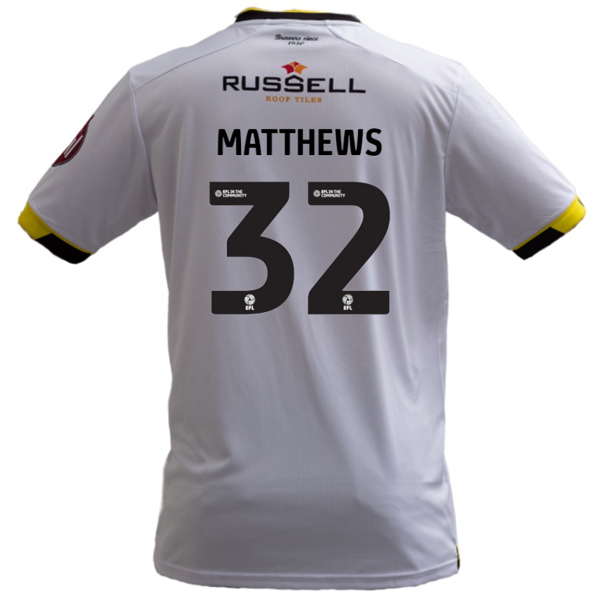 Niño Camiseta Daniel Matthews #32 Blanco 2ª Equipación 2024/25 La Camisa Chile