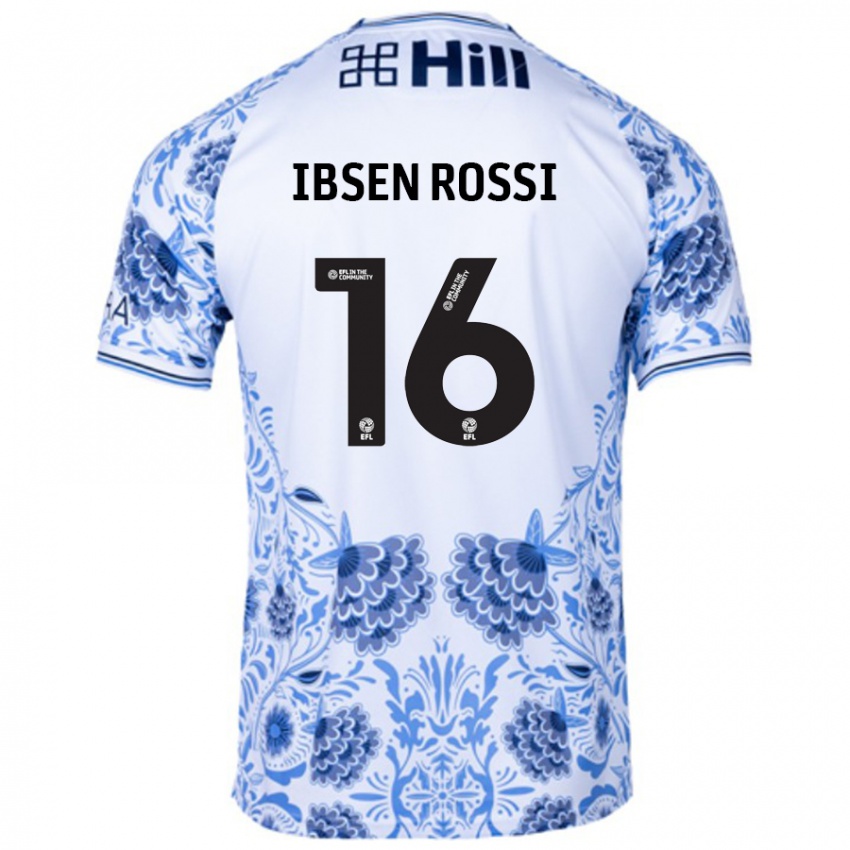 Niño Camiseta Zeno Ibsen Rossi #16 Blanco Azul 2ª Equipación 2024/25 La Camisa Chile