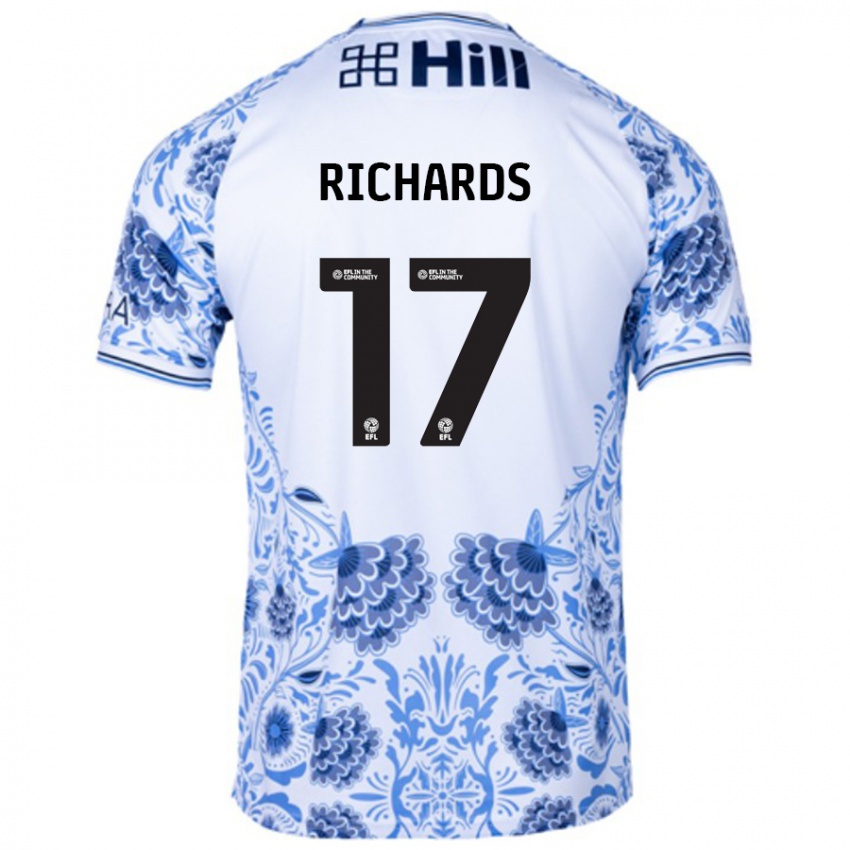 Niño Camiseta Taylor Richards #17 Blanco Azul 2ª Equipación 2024/25 La Camisa Chile