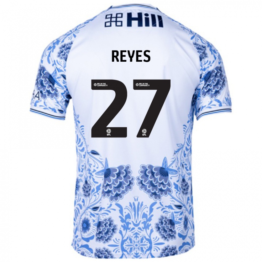 Niño Camiseta Vicente Reyes #27 Blanco Azul 2ª Equipación 2024/25 La Camisa Chile