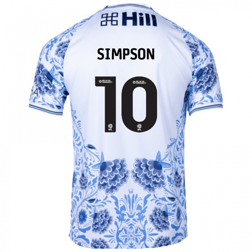 Niño Camiseta Harley-Jean Simpson #10 Blanco Azul 2ª Equipación 2024/25 La Camisa Chile