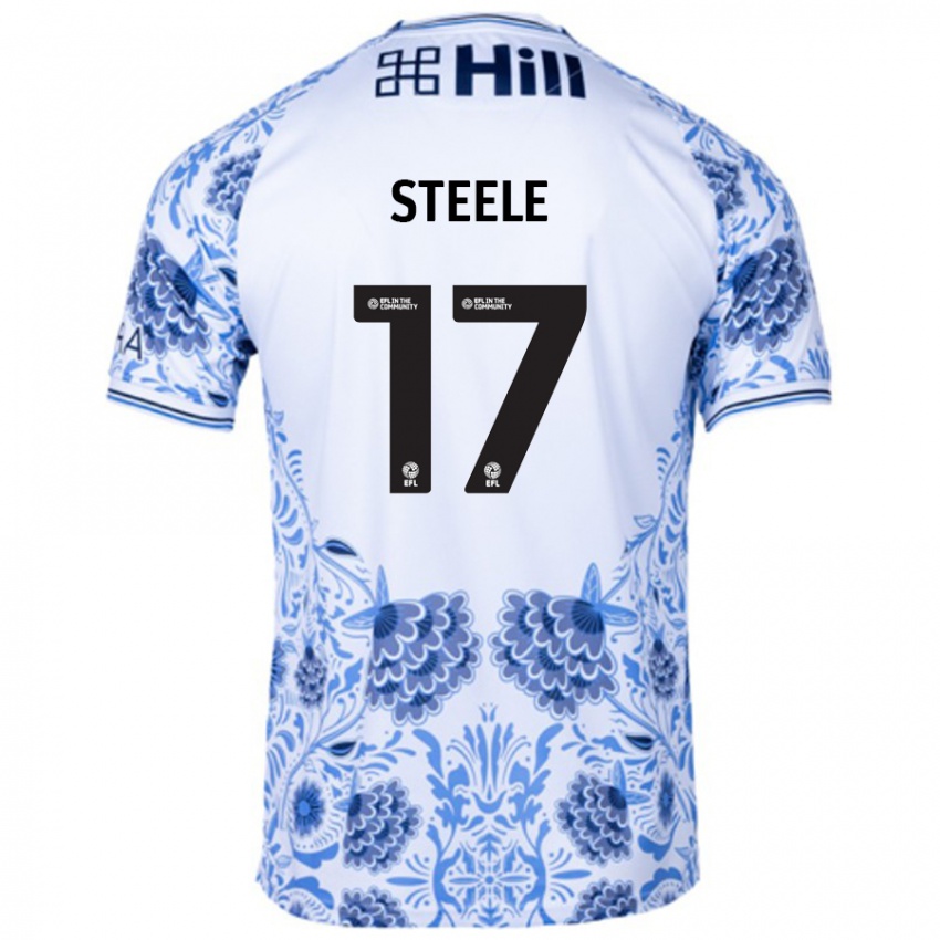 Niño Camiseta Fran Steele #17 Blanco Azul 2ª Equipación 2024/25 La Camisa Chile