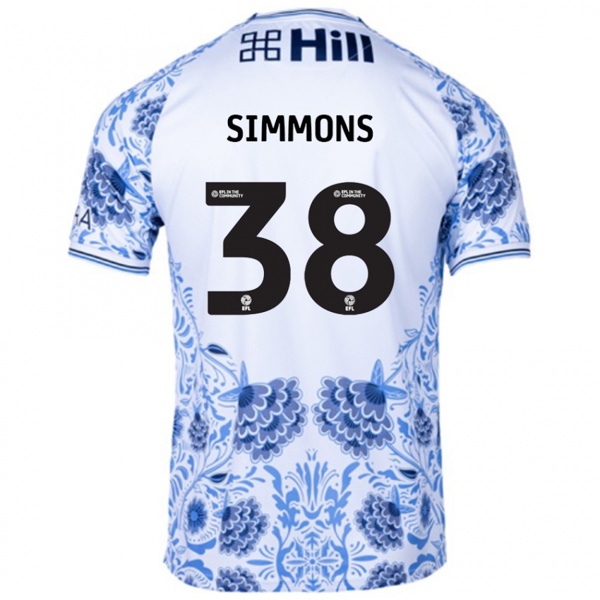 Niño Camiseta Bella Simmons #38 Blanco Azul 2ª Equipación 2024/25 La Camisa Chile