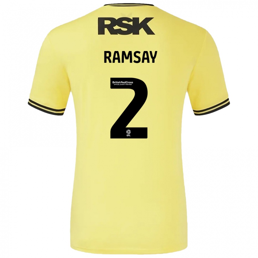 Niño Camiseta Kayne Ramsay #2 Amarillo Negro 2ª Equipación 2024/25 La Camisa Chile