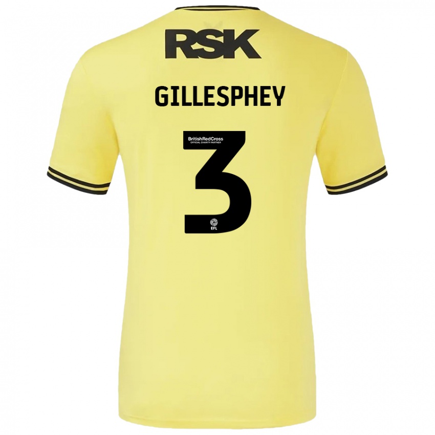 Niño Camiseta Macaulay Gillesphey #3 Amarillo Negro 2ª Equipación 2024/25 La Camisa Chile