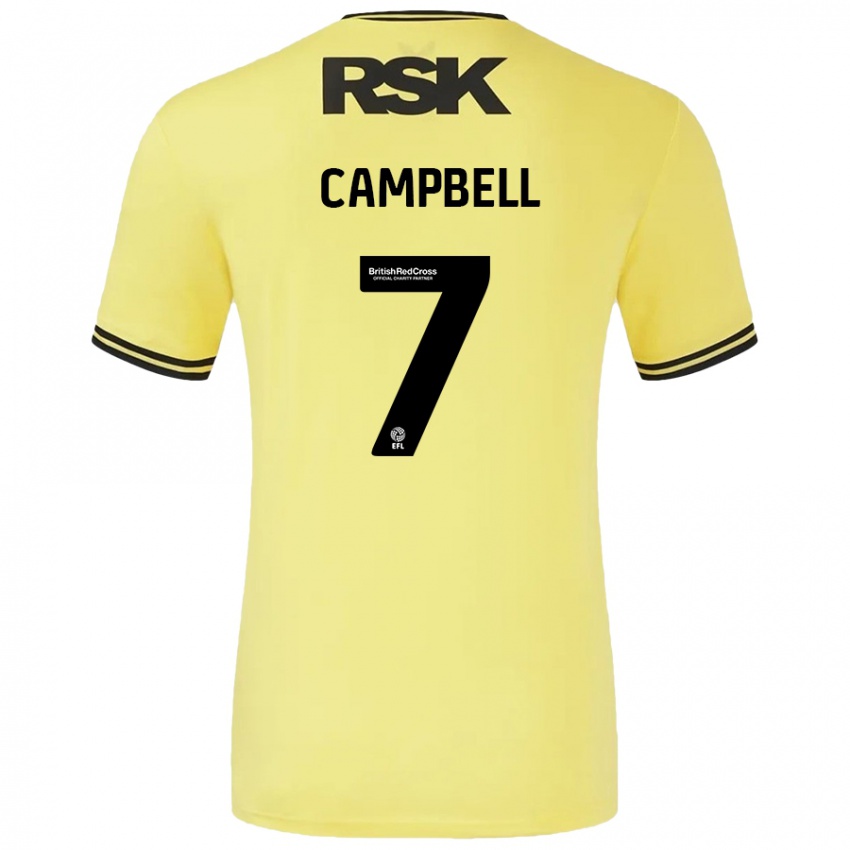 Niño Camiseta Tyreece Campbell #7 Amarillo Negro 2ª Equipación 2024/25 La Camisa Chile