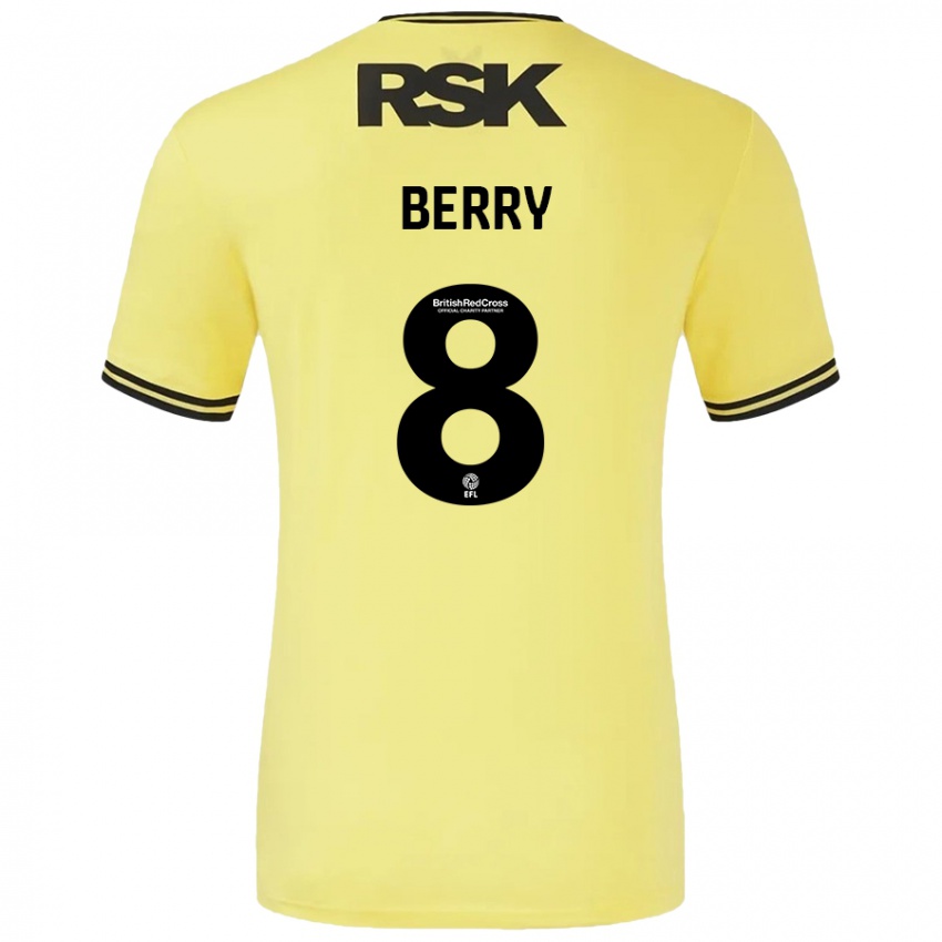 Niño Camiseta Luke Berry #8 Amarillo Negro 2ª Equipación 2024/25 La Camisa Chile