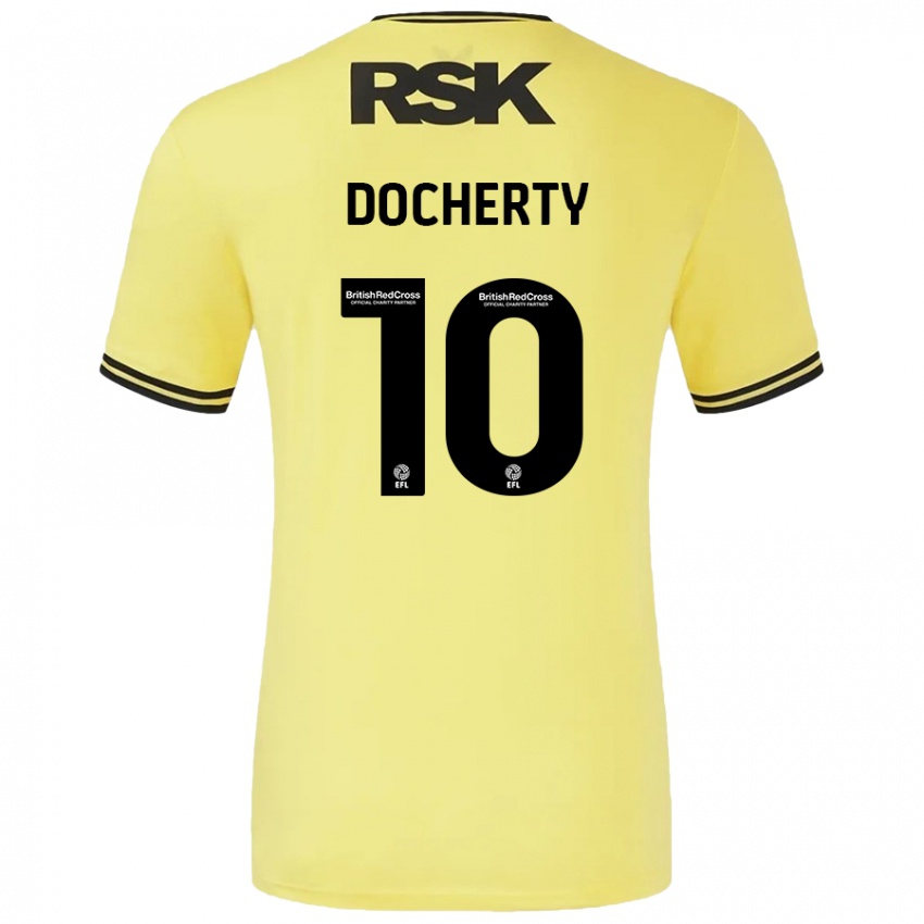 Niño Camiseta Greg Docherty #10 Amarillo Negro 2ª Equipación 2024/25 La Camisa Chile