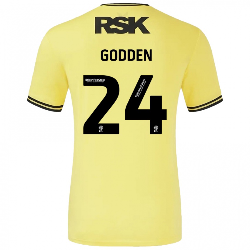 Niño Camiseta Matt Godden #24 Amarillo Negro 2ª Equipación 2024/25 La Camisa Chile