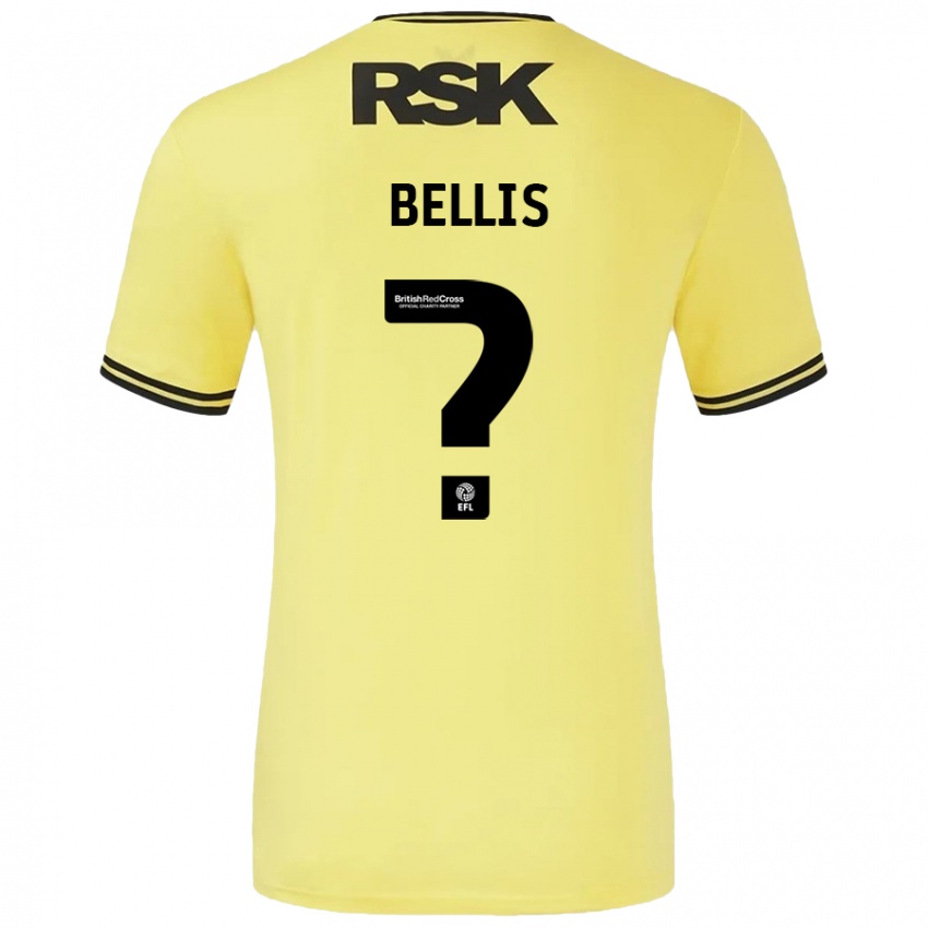 Niño Camiseta Reece Bellis #0 Amarillo Negro 2ª Equipación 2024/25 La Camisa Chile