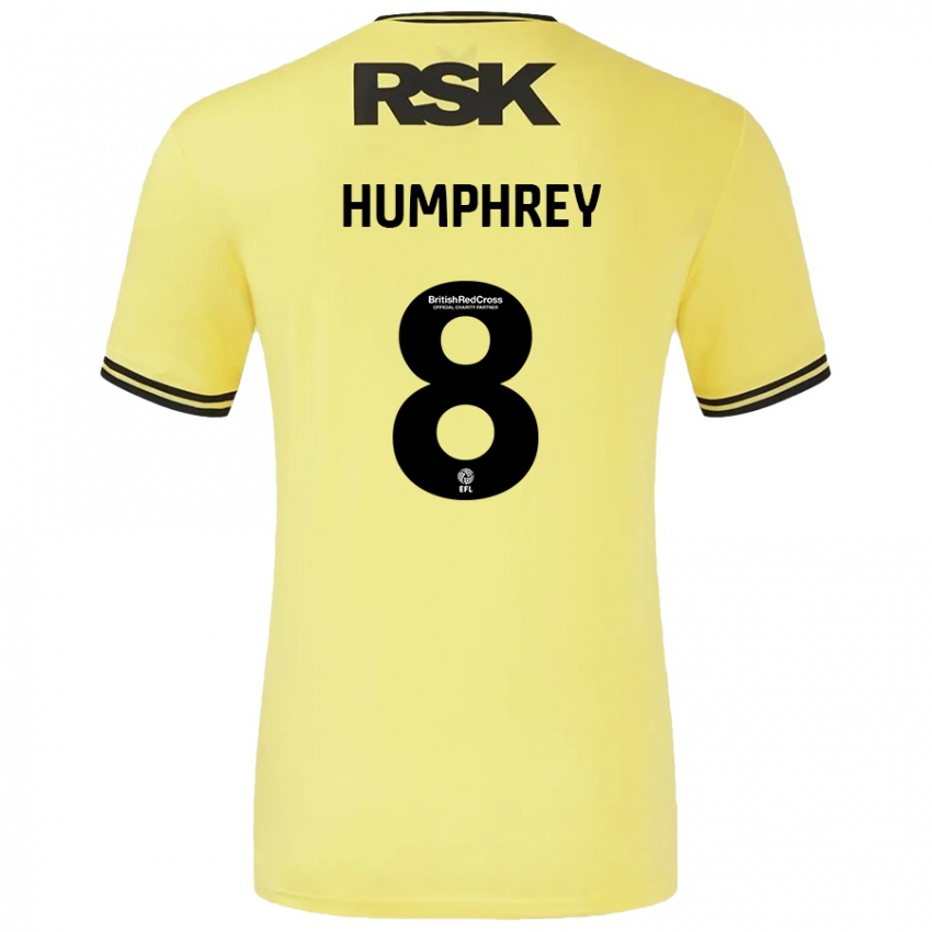 Niño Camiseta Carla Humphrey #8 Amarillo Negro 2ª Equipación 2024/25 La Camisa Chile