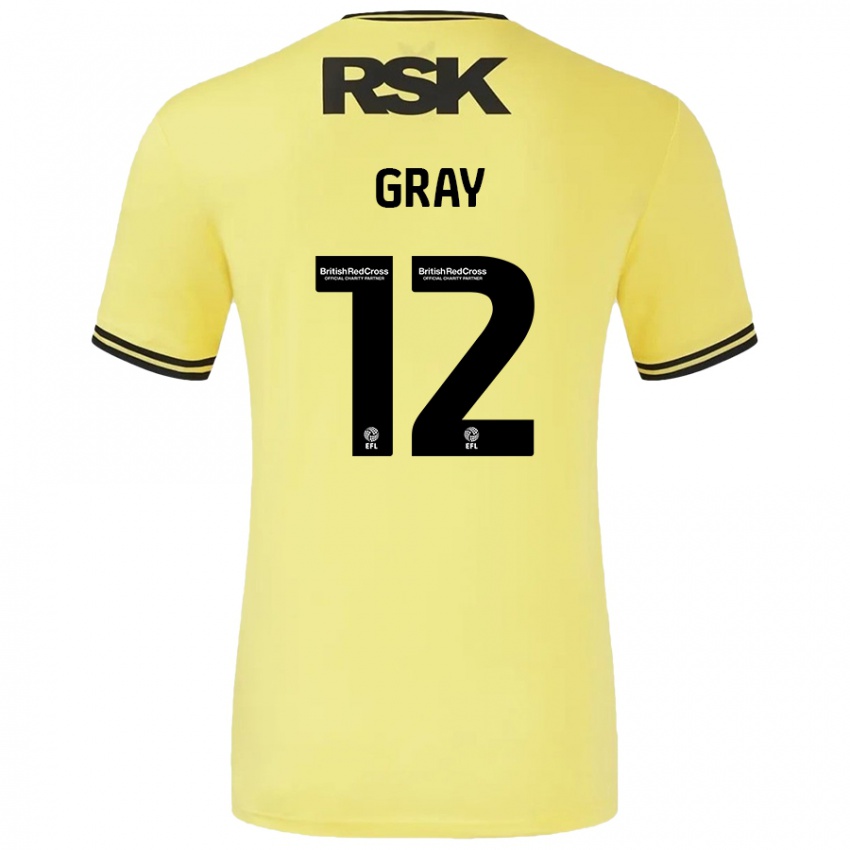 Niño Camiseta Jessica Gray #12 Amarillo Negro 2ª Equipación 2024/25 La Camisa Chile