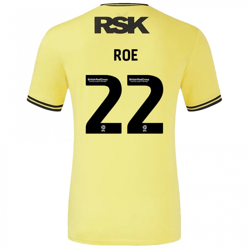 Niño Camiseta Bethan Roe #22 Amarillo Negro 2ª Equipación 2024/25 La Camisa Chile