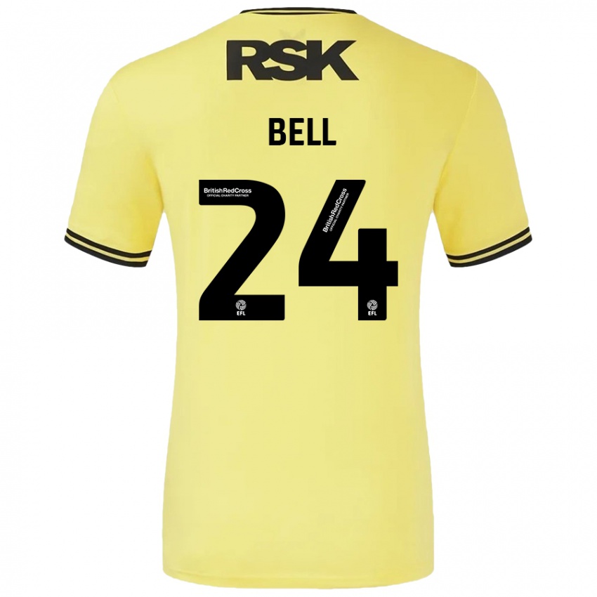 Niño Camiseta Taylor Bell #24 Amarillo Negro 2ª Equipación 2024/25 La Camisa Chile