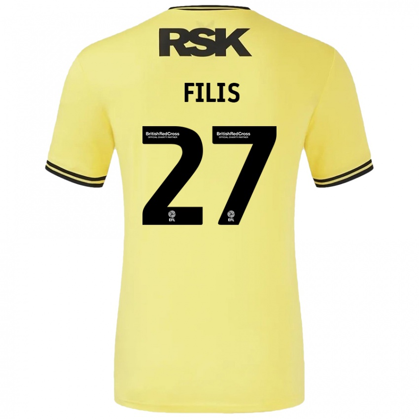 Niño Camiseta Melisa Filis #27 Amarillo Negro 2ª Equipación 2024/25 La Camisa Chile