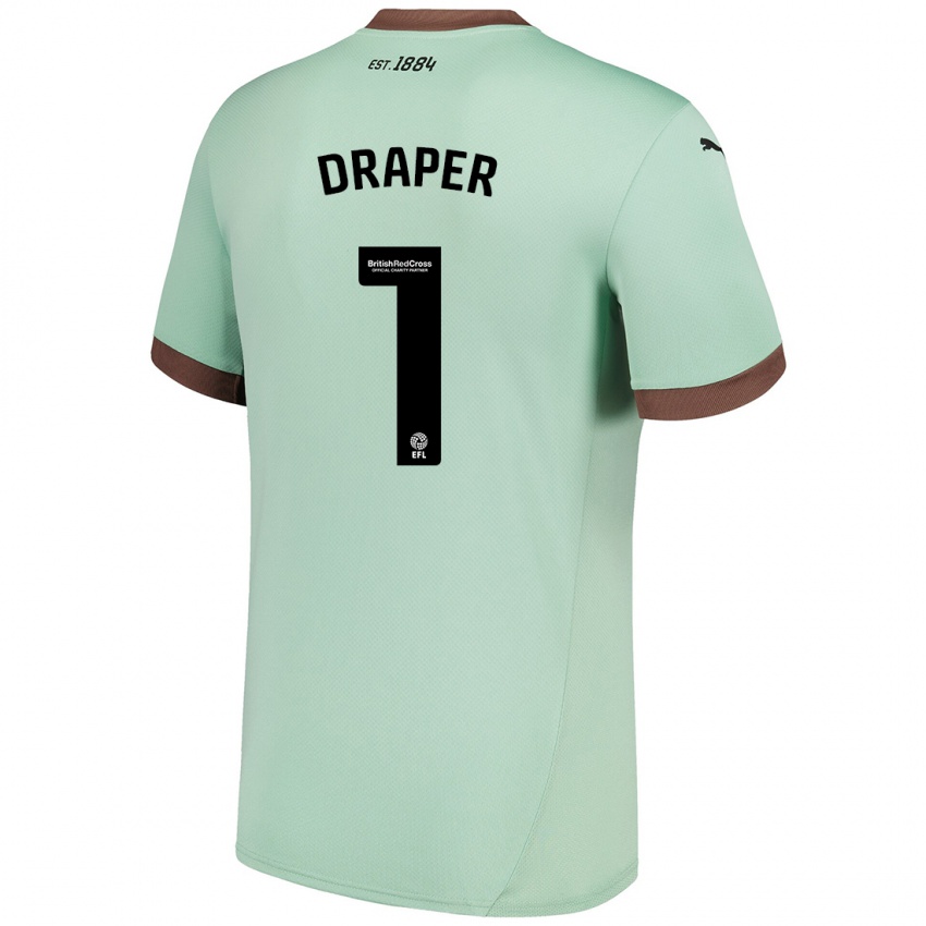 Niño Camiseta Anna Draper #1 Verde Pálido 2ª Equipación 2024/25 La Camisa Chile