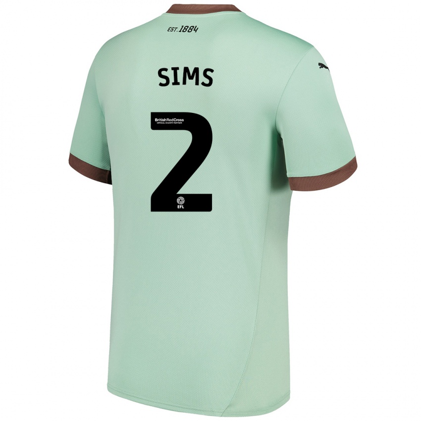 Niño Camiseta Amy Sims #2 Verde Pálido 2ª Equipación 2024/25 La Camisa Chile