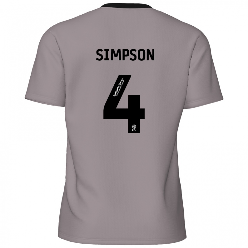 Niño Camiseta Jack Simpson #4 Gris 2ª Equipación 2024/25 La Camisa Chile