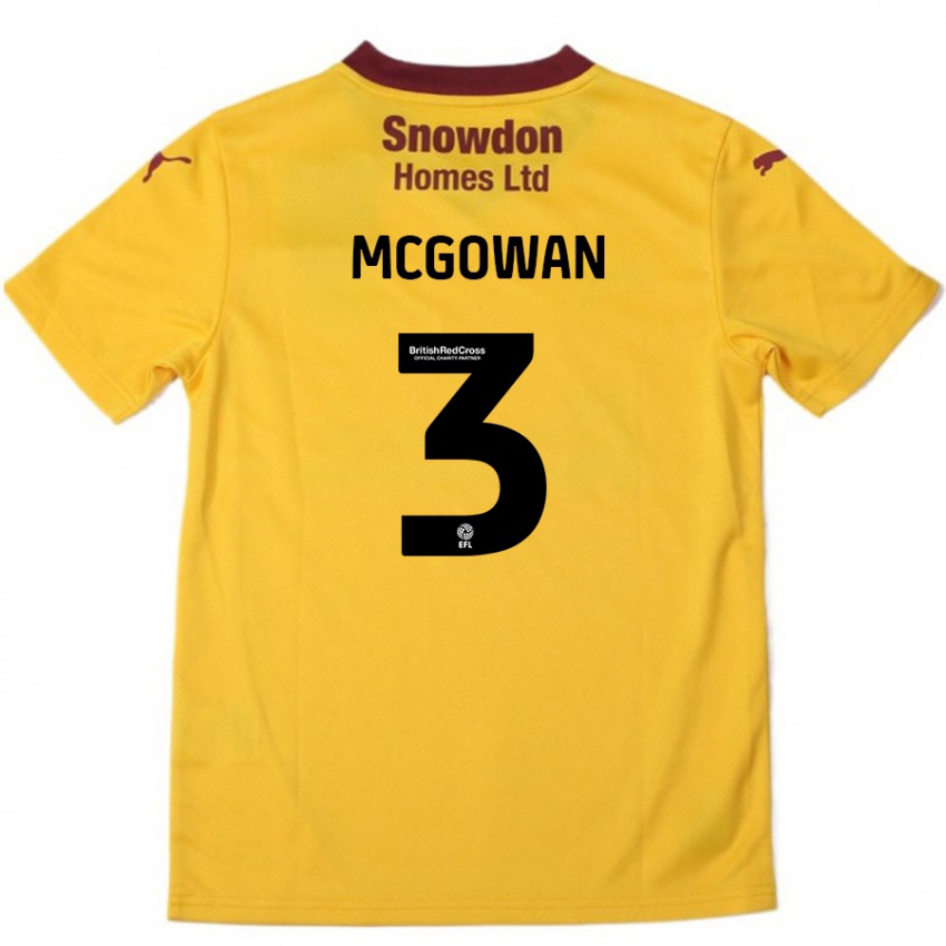 Niño Camiseta Aaron Mcgowan #3 Naranja Borgoña 2ª Equipación 2024/25 La Camisa Chile