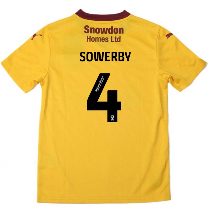 Niño Camiseta Jack Sowerby #4 Naranja Borgoña 2ª Equipación 2024/25 La Camisa Chile