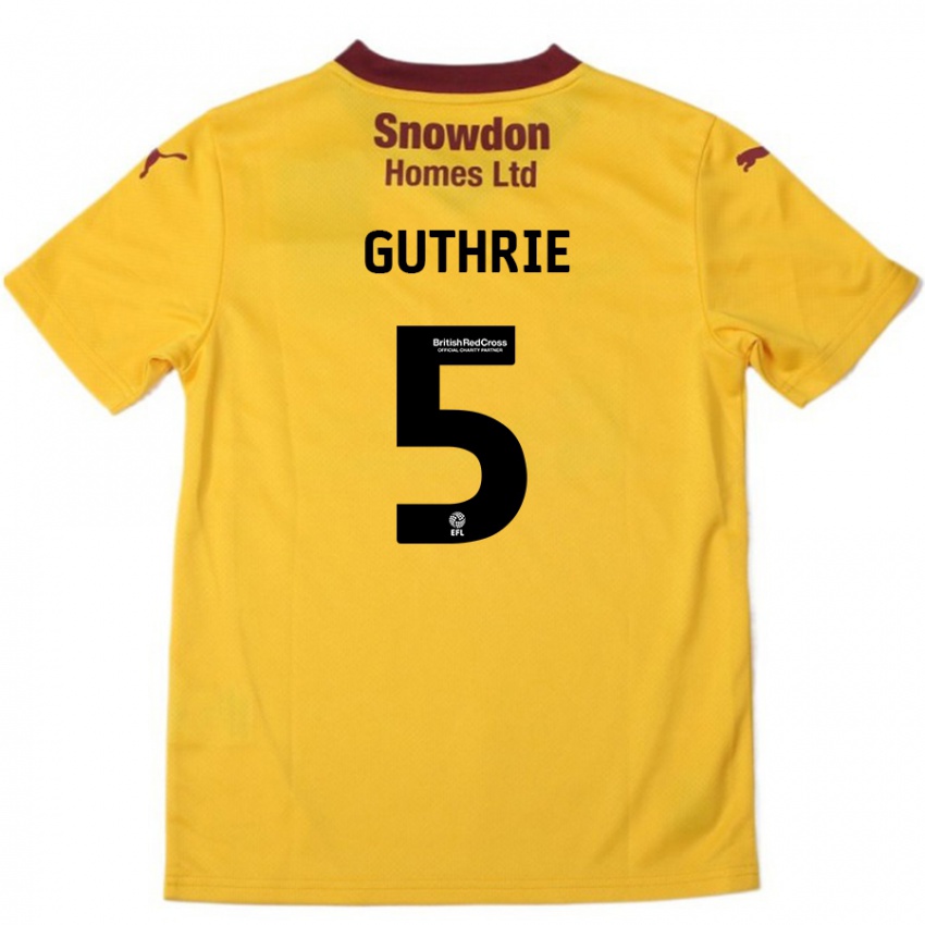 Niño Camiseta Jon Guthrie #5 Naranja Borgoña 2ª Equipación 2024/25 La Camisa Chile