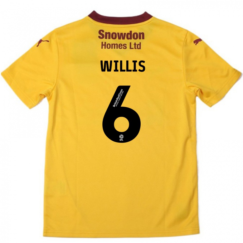 Niño Camiseta Jordan Willis #6 Naranja Borgoña 2ª Equipación 2024/25 La Camisa Chile