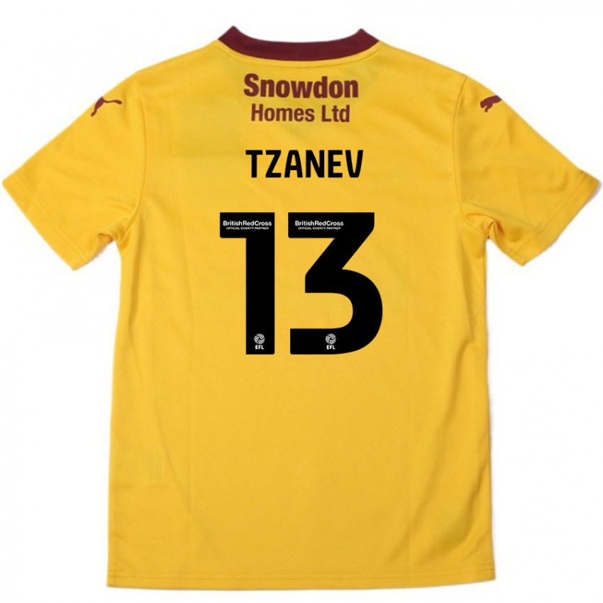 Niño Camiseta Nik Tzanev #13 Naranja Borgoña 2ª Equipación 2024/25 La Camisa Chile