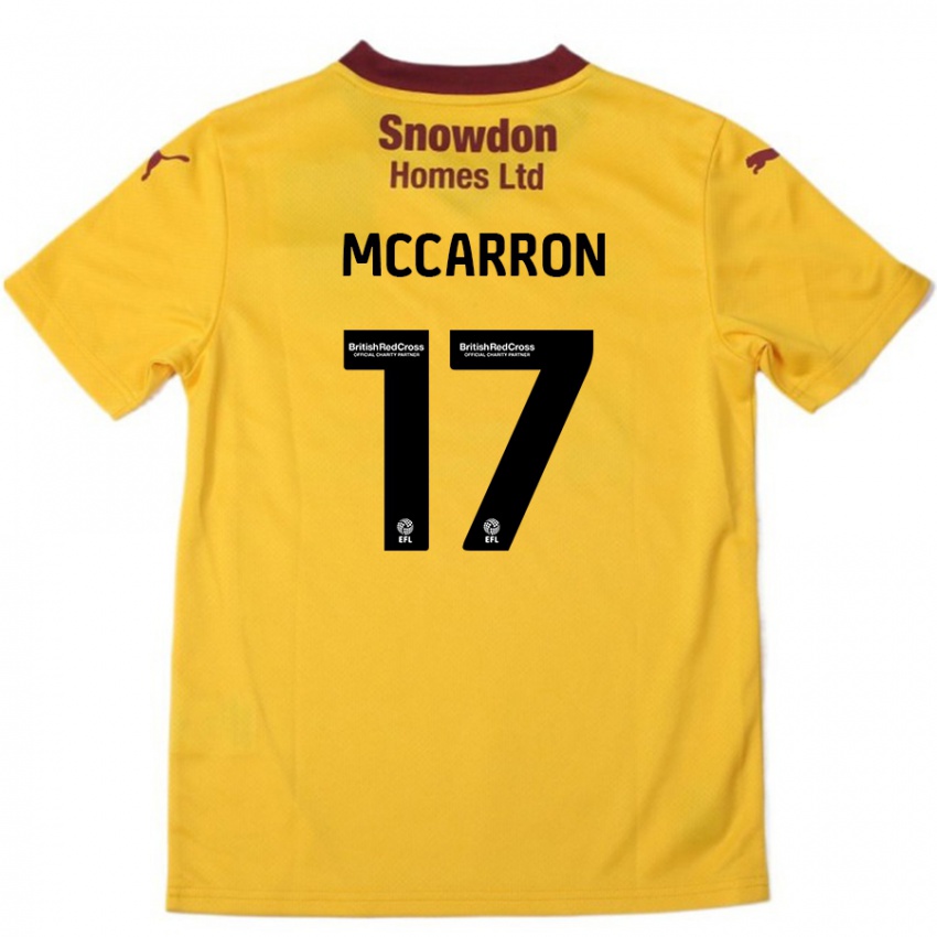 Niño Camiseta Liam Mccarron #17 Naranja Borgoña 2ª Equipación 2024/25 La Camisa Chile