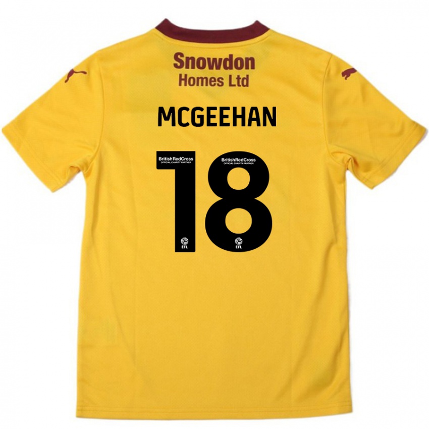 Niño Camiseta Cameron Mcgeehan #18 Naranja Borgoña 2ª Equipación 2024/25 La Camisa Chile