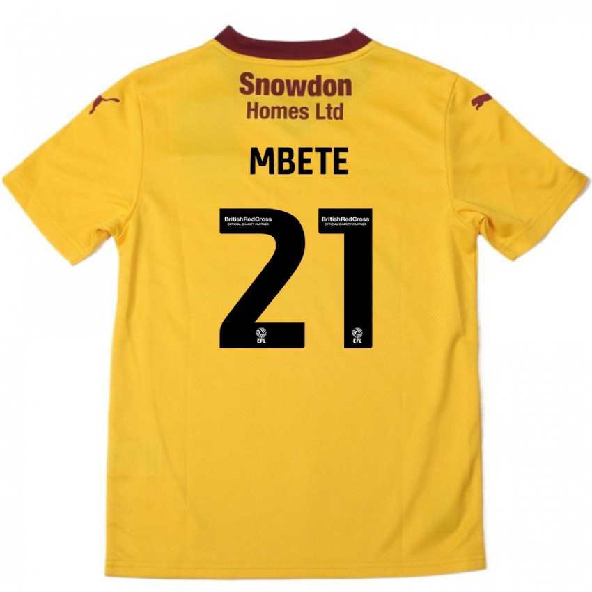 Niño Camiseta Luke Mbete #21 Naranja Borgoña 2ª Equipación 2024/25 La Camisa Chile