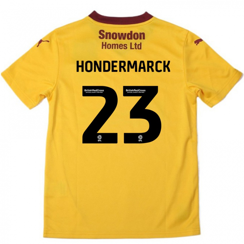 Niño Camiseta William Hondermarck #23 Naranja Borgoña 2ª Equipación 2024/25 La Camisa Chile