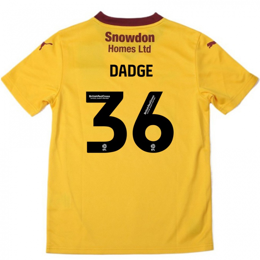 Niño Camiseta James Dadge #36 Naranja Borgoña 2ª Equipación 2024/25 La Camisa Chile