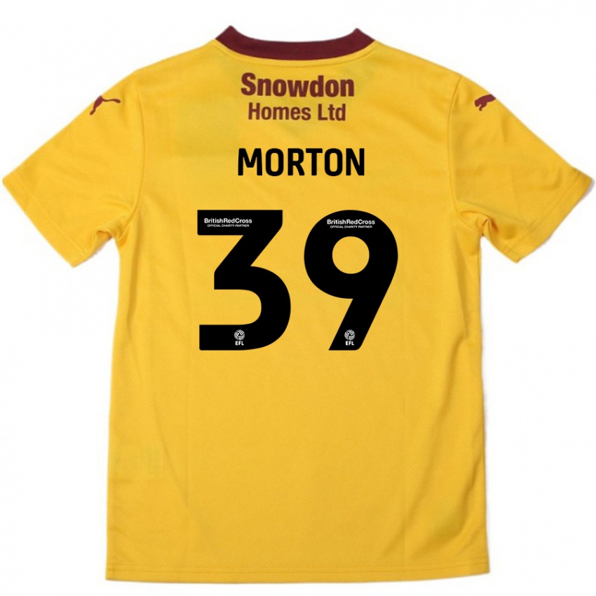 Niño Camiseta Callum Morton #39 Naranja Borgoña 2ª Equipación 2024/25 La Camisa Chile