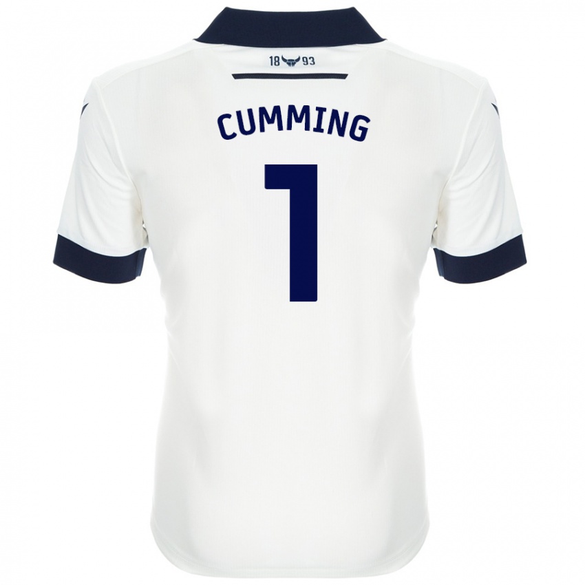 Niño Camiseta Jamie Cumming #1 Blanco Azul Marino 2ª Equipación 2024/25 La Camisa Chile