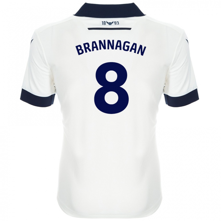 Niño Camiseta Cameron Brannagan #8 Blanco Azul Marino 2ª Equipación 2024/25 La Camisa Chile