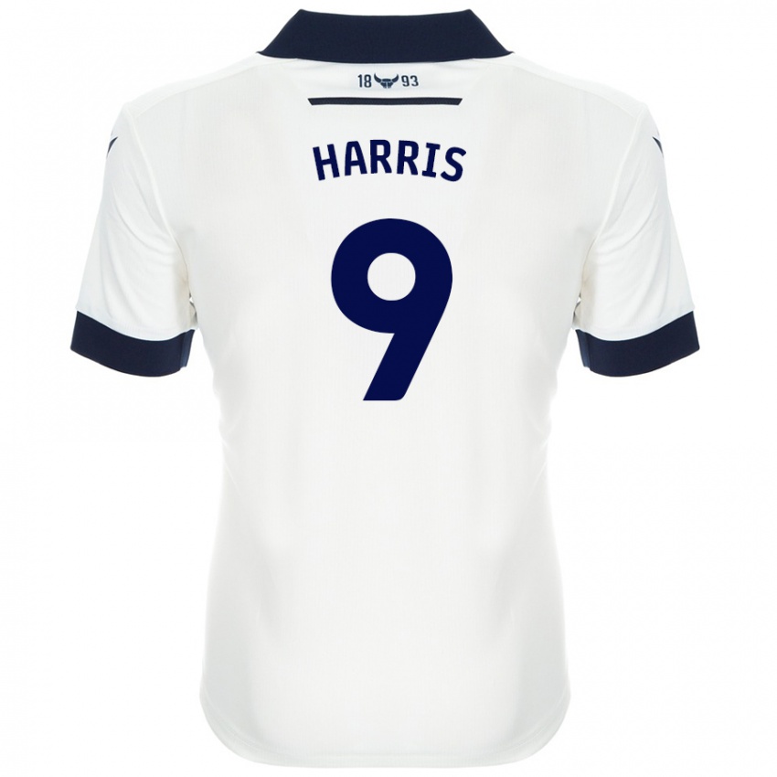 Niño Camiseta Mark Harris #9 Blanco Azul Marino 2ª Equipación 2024/25 La Camisa Chile