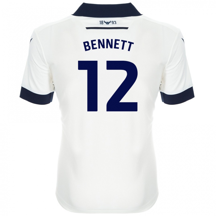 Niño Camiseta Joe Bennett #12 Blanco Azul Marino 2ª Equipación 2024/25 La Camisa Chile