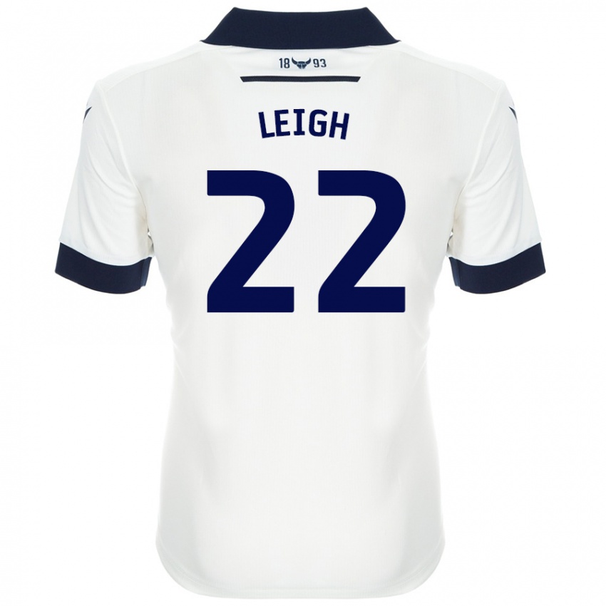 Niño Camiseta Greg Leigh #22 Blanco Azul Marino 2ª Equipación 2024/25 La Camisa Chile