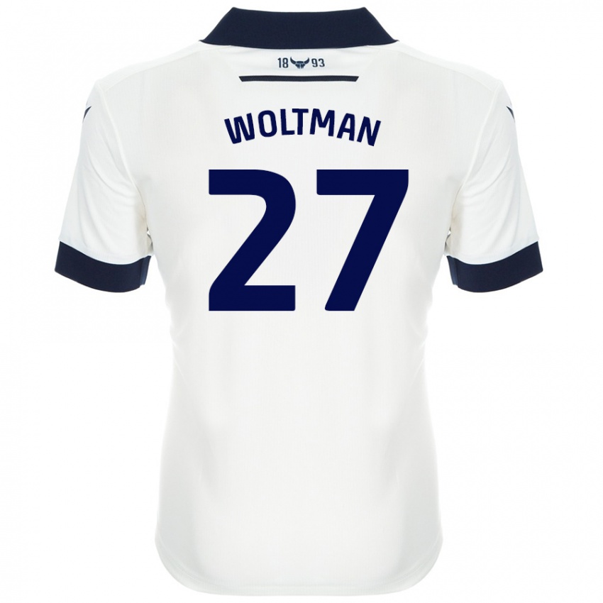 Niño Camiseta Max Woltman #27 Blanco Azul Marino 2ª Equipación 2024/25 La Camisa Chile