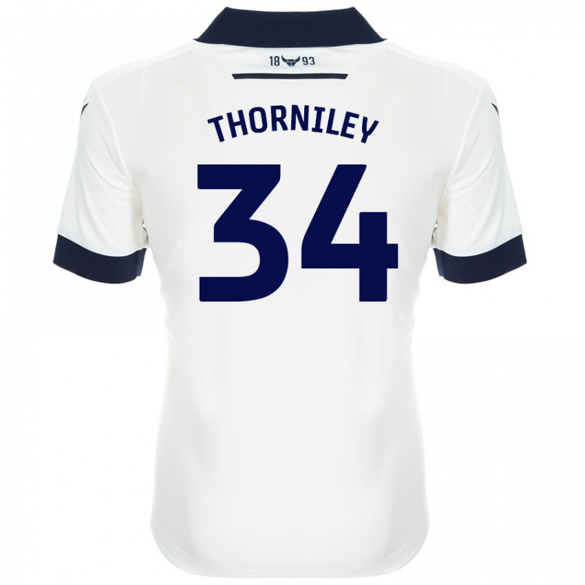 Niño Camiseta Jordan Thorniley #34 Blanco Azul Marino 2ª Equipación 2024/25 La Camisa Chile