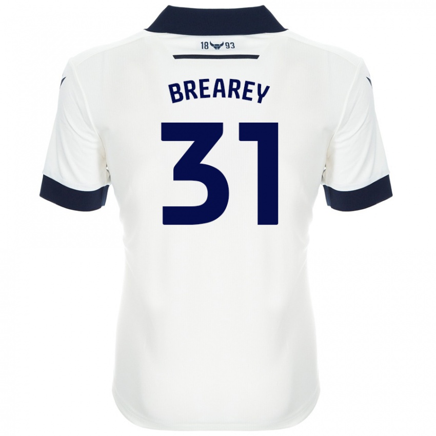 Niño Camiseta Eddie Brearey #31 Blanco Azul Marino 2ª Equipación 2024/25 La Camisa Chile