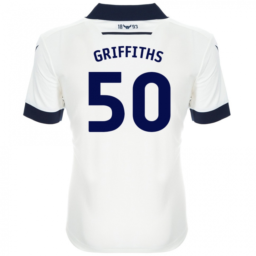 Niño Camiseta Louis Griffiths #50 Blanco Azul Marino 2ª Equipación 2024/25 La Camisa Chile